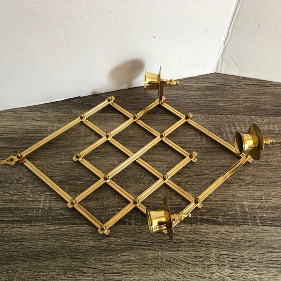 Accordion Style Brass  Candle Wall Sconce - Picture 2 of 6